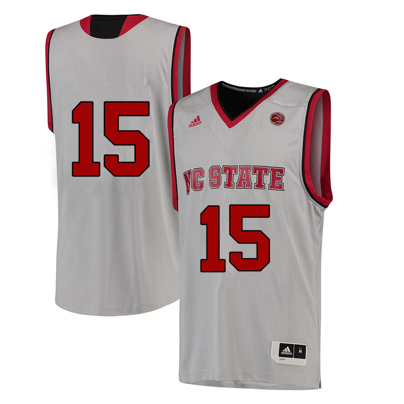Men #15 Sam Hunt NC State Wolfpack College Basketball Jerseys-White - Click Image to Close